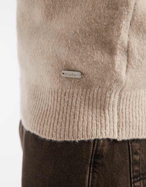 Threadbare – Beige, stickad tröja med rund halsringning, 5 av 5