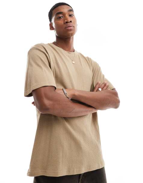 Threadbare – Beige, strukturerad t-shirt i oversize - view 1