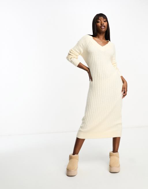 Threadbare Bella Robe pull c tel e mi longue col en V Blanc