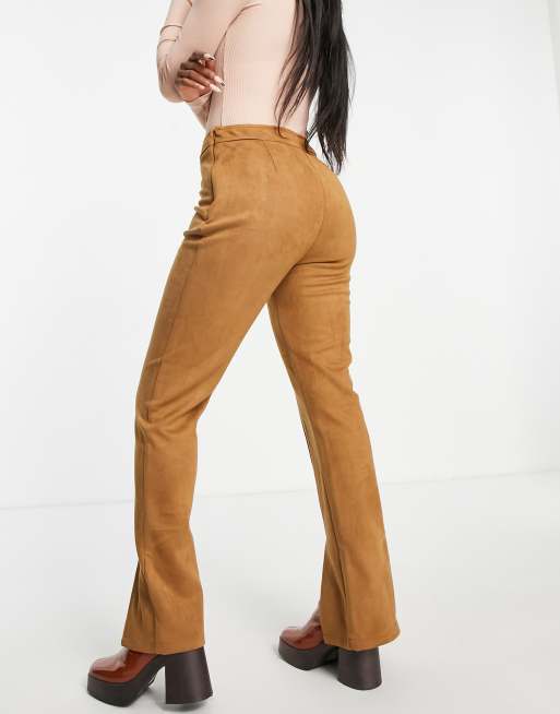 Threadbare - Bellamy - Pantalon en daim fendu à l'avant - Fauve, 2 de 4