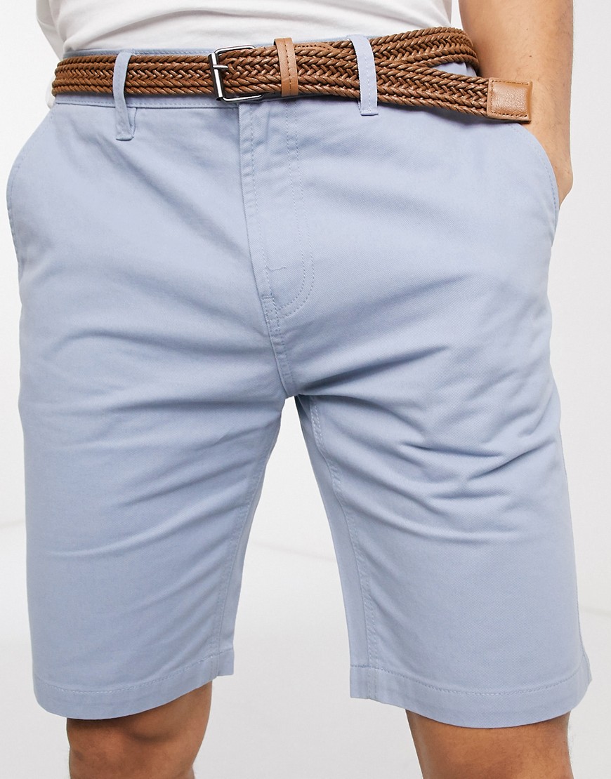 Threadbare belted chino shorts-Blue