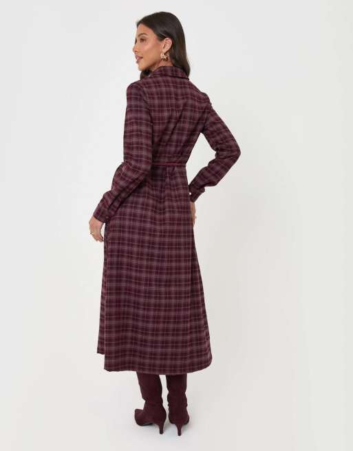 Threadbare Belted midaxi shirt dress in plum, 2 of 5