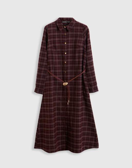 Threadbare Belted midaxi shirt dress in plum, 5 of 5