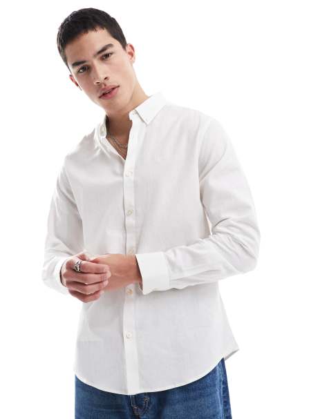 Threadbare long sleeve shirt in white