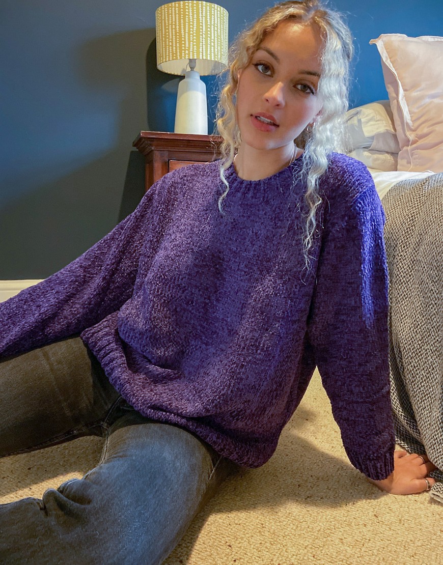 Threadbare Bianca chenille oversized sweater-Purple