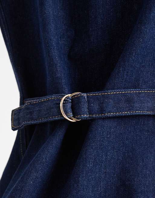 Threadbare – Blå miniklänning i denim med knappar framtill, 3 av 4