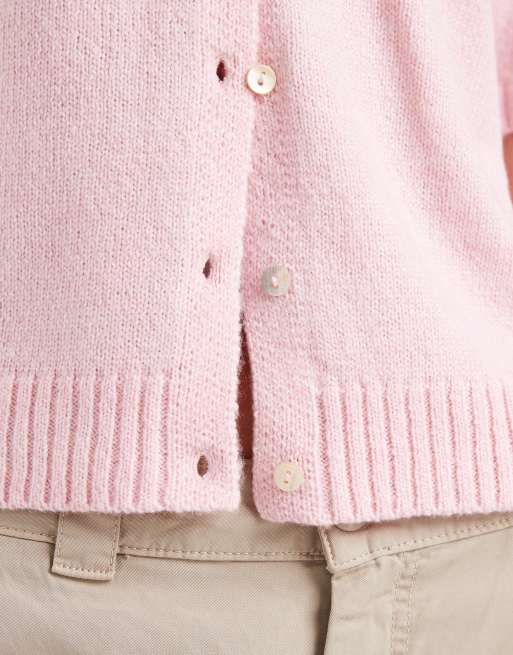 Threadbare – Bladoróżowy kardigan z okrągłym dekoltem i krótkimi rękawami, 4 z 4