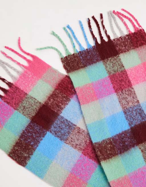 Threadbare blanket scarf in multi gingham print