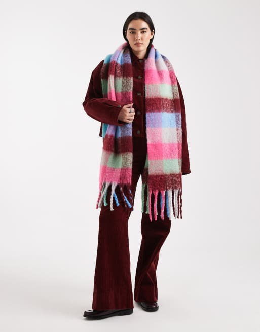 Threadbare blanket scarf in multi gingham print