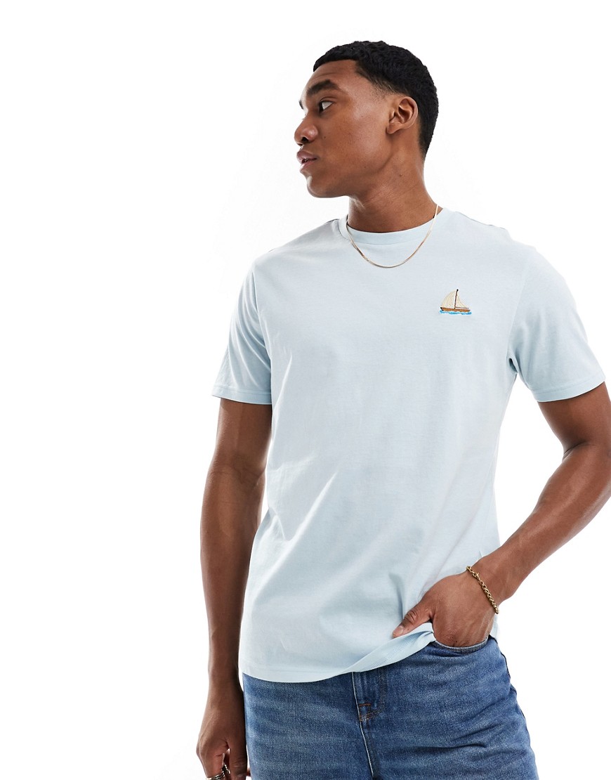 Threadbare boat embroidery t-shirt in baby blue