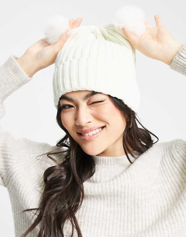 Threadbare bobble hat in white