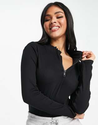 Body Femme Manches Longues Avec Capuche – Fermeture Pression – Tenu Décontractée Clubwear Streetwear Noir - 4