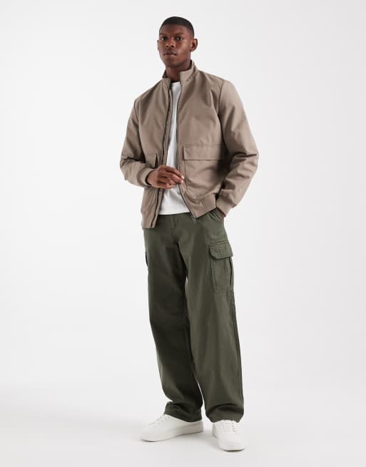 Threadbare bomber jacket with front pockets in taupe, 2 of 5