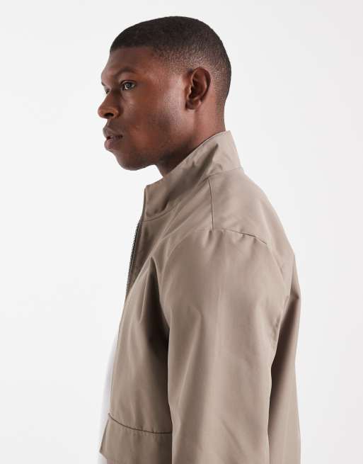 Threadbare bomber jacket with front pockets in taupe | ASOS