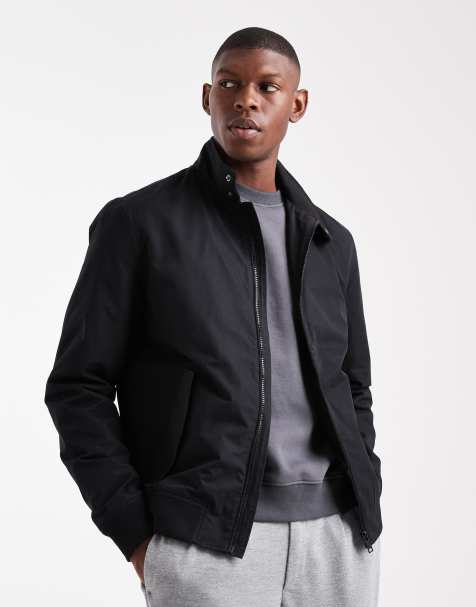 Threadbare bomber jacket with funnel collar in black - view 1