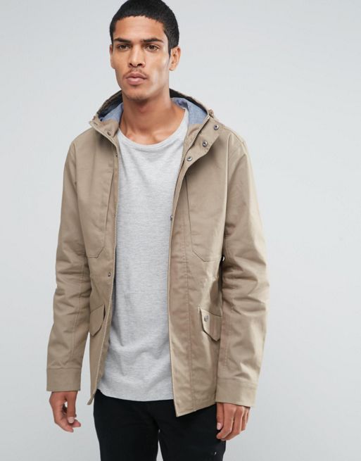 Threadbare Bonded Cotton Jacket with Hood | ASOS