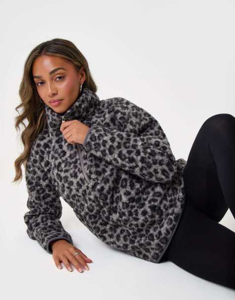 Threadbare Borg fleece pull over in leopard - view 1