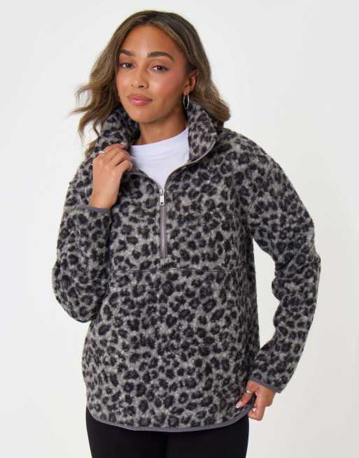Threadbare Borg fleece pull over in leopard, 2 of 5