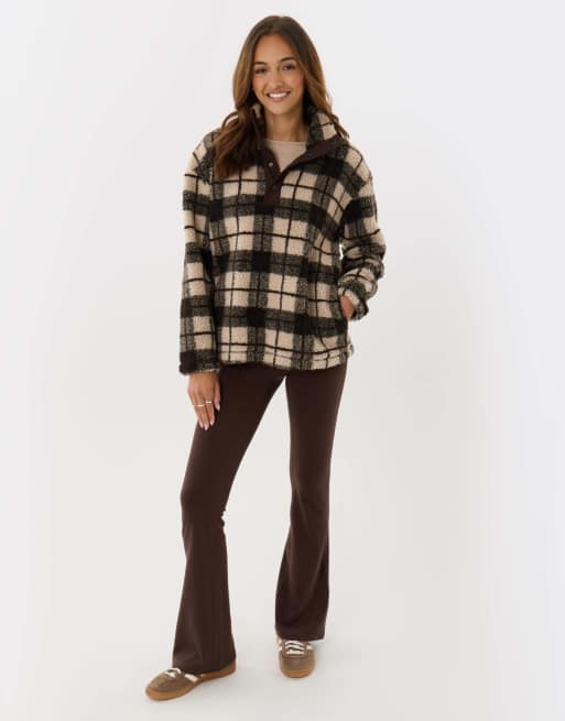 Threadbare Borg funnel neck fleece in ecru, 3 of 5