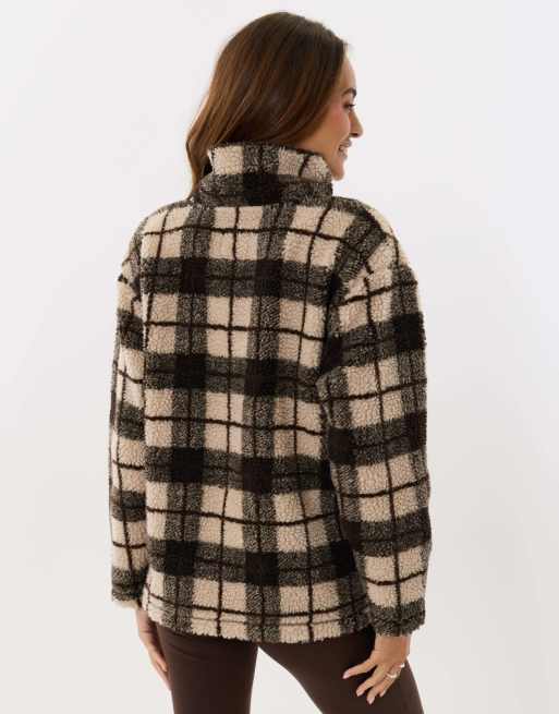 Threadbare Borg funnel neck fleece in ecru, 4 of 5