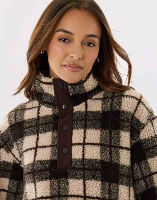 Threadbare Borg funnel neck fleece in ecru, 5 of 5