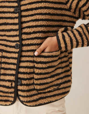 Threadbare Borg Jacket In Brown