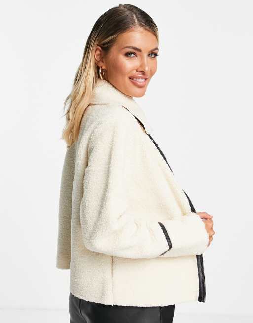 Threadbare borg jacket with binding in cream, 2 of 4