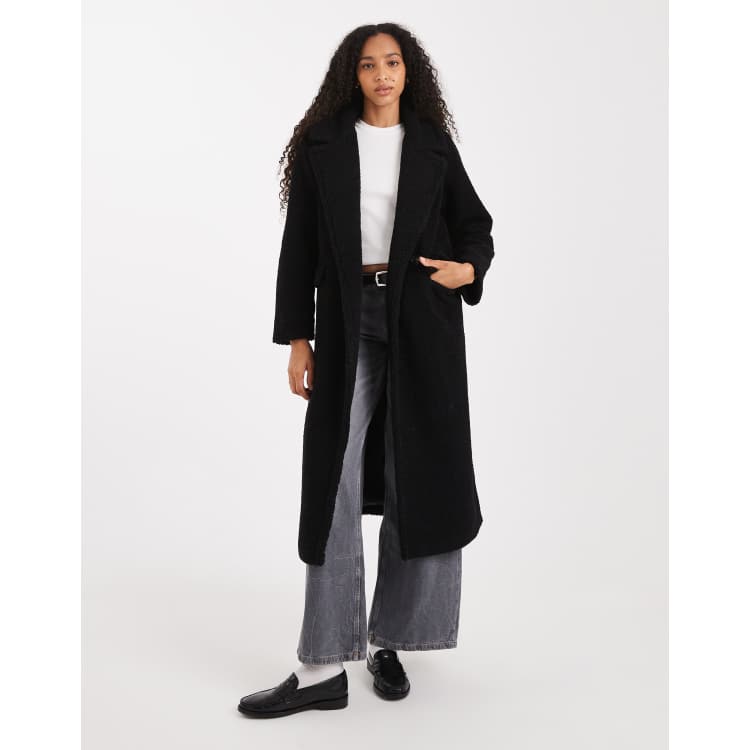 BURRY コート Threadbare borg maxi coat in black | ASOS