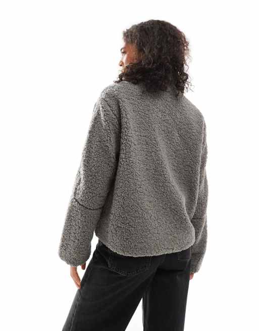 Threadbare borg zip through jacket in grey, 2 of 4