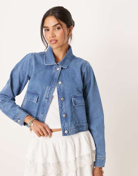 Threadbare Boxy denim jacket in mid blue - view 1