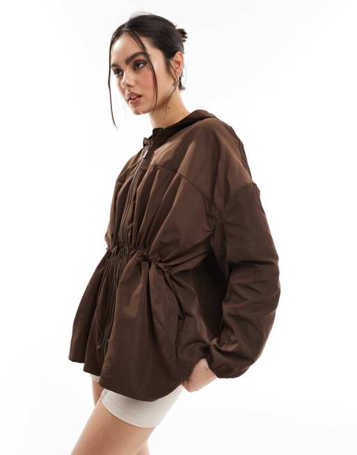 Threadbare – Brązowy festiwalowy płaszcz przeciwdeszczowy 2 w 1, 2 z 4