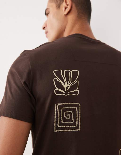 Threadbare – Brązowy T-shirt z nadrukiem na plecach, 2 z 5