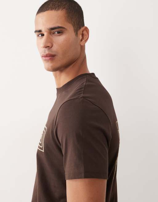 Threadbare – Brązowy T-shirt z nadrukiem na plecach, 5 z 5
