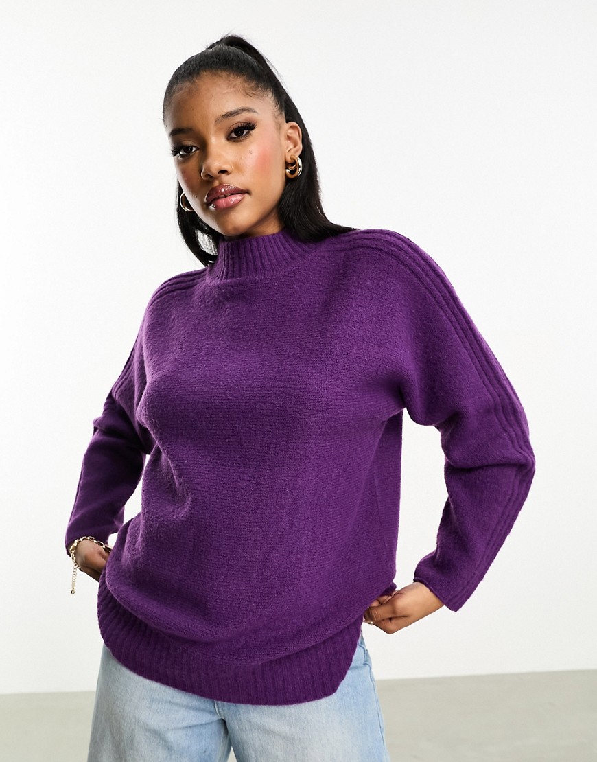 Threadbare Brick high neck oversized jumper in purple