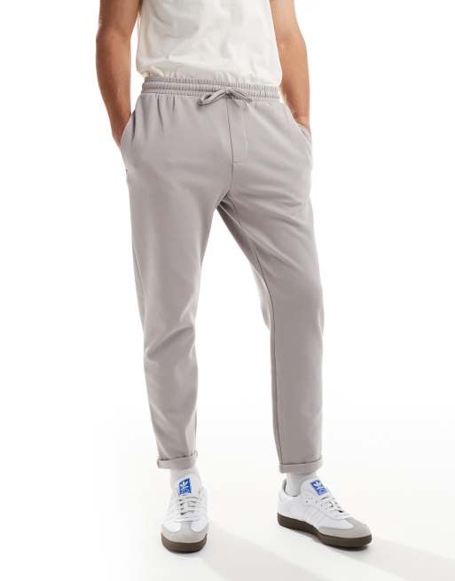 Threadbare - Broek met elastische taille van katoenen keperstof in stone