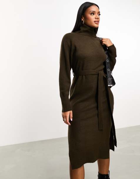 Buy Charcoal Roll Neck Jumper Dress 10, Dresses