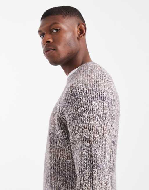 Threadbare – Brun, ribbstickad tröja med rund halsringning, 4 av 5