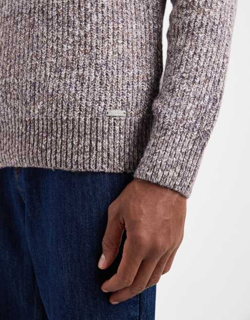Threadbare – Brun, ribbstickad tröja med rund halsringning, 5 av 5