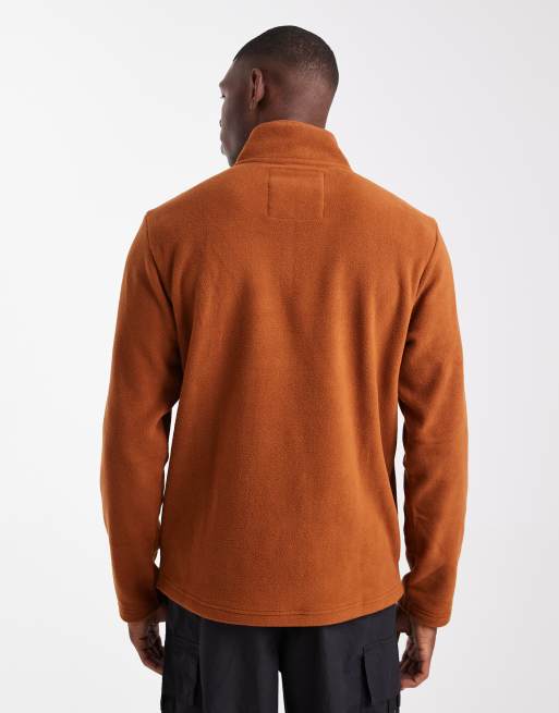 Threadbare – Brunorange fleece med 1/4-lång dragkedja, 3 av 5