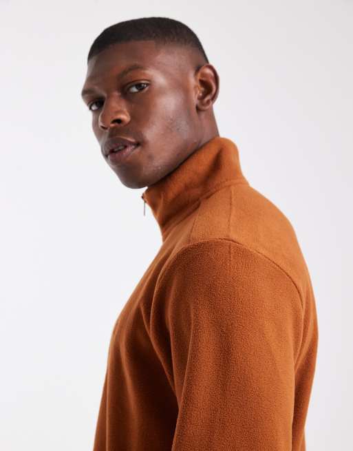 Threadbare – Brunorange fleece med 1/4-lång dragkedja, 4 av 5