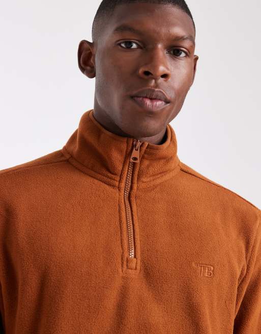 Threadbare – Brunorange fleece med 1/4-lång dragkedja, 5 av 5
