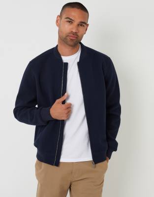 Threadbare Brushed Bomber Jacket In Blue