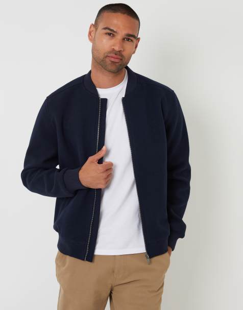 Threadbare Brushed bomber jacket in navy - view 1