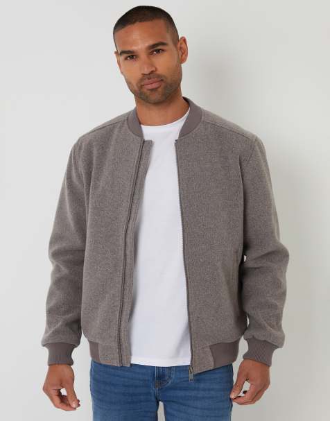 Threadbare Brushed bomber jacket in taupe - view 1