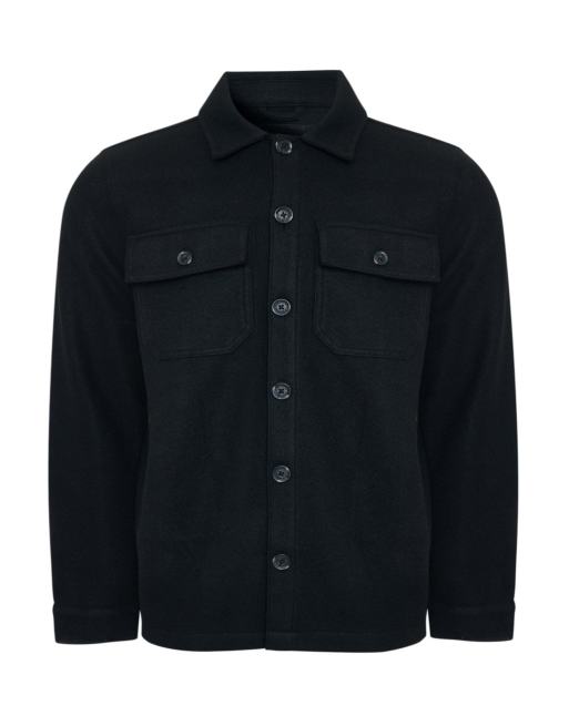 Threadbare Brushed button up shacket in black, 5 of 5