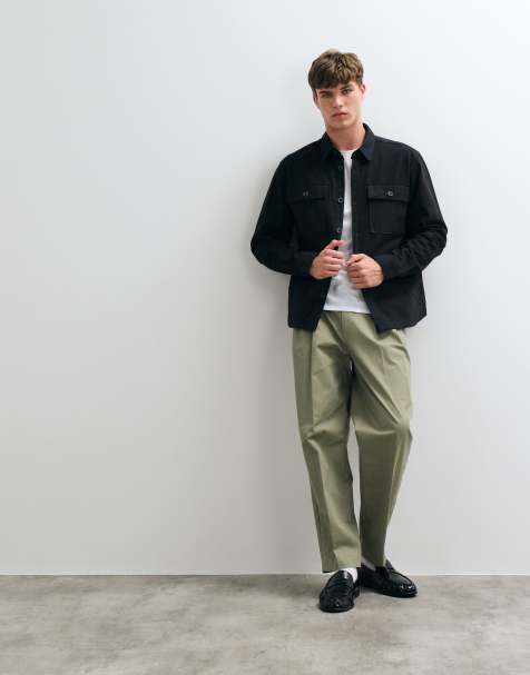 Threadbare brushed heavy weight shacket in black - view 1
