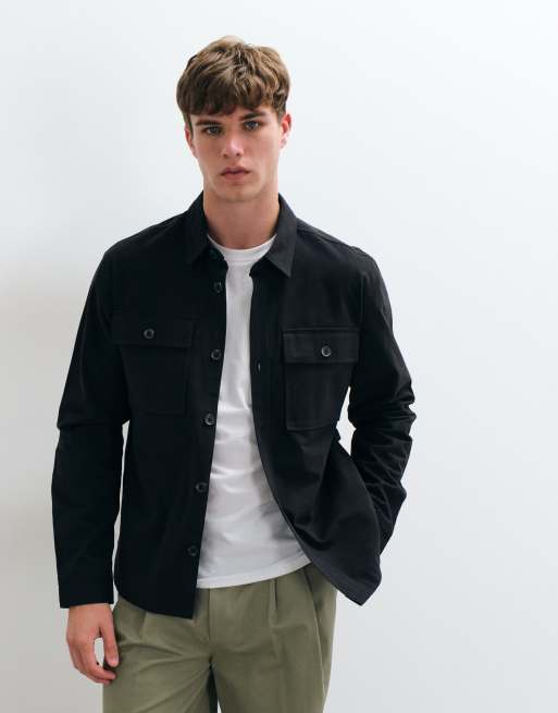 Threadbare brushed heavy weight shacket in black, 2 of 5