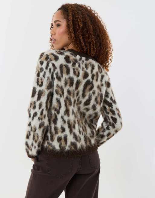 Threadbare Brushed knit crew neck jumper in leopard, 2 of 4