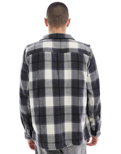 Threadbare brushed overshirt in black check ASOS