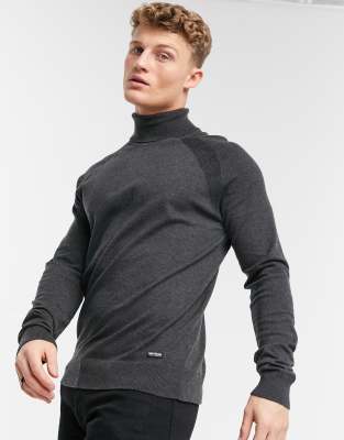 Threadbare bryant sweater in charcoal melange-Black